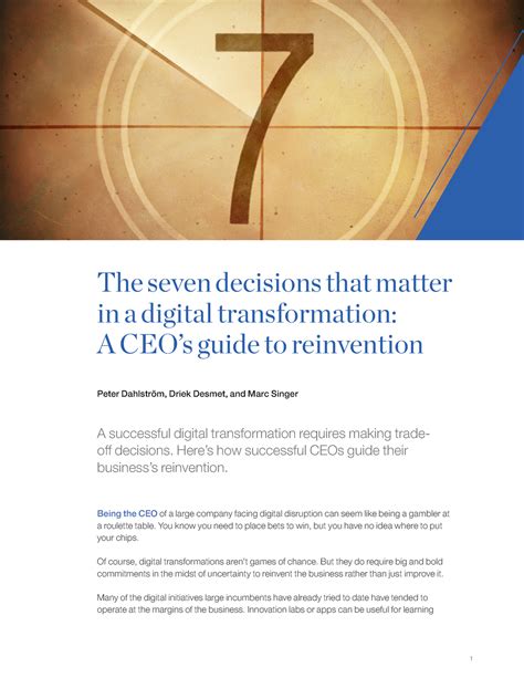 The Seven Decisions That Matter in a Digital Transformation.